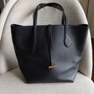 Little Liffner Elegant Black Leather Penne Tote Bag